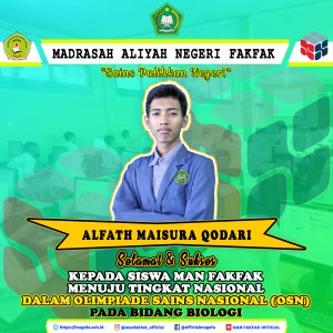 Read more about the article Alfath Maisura Qodari Raih Peringkat 1 OSN-P Tahun 2022 Bidang Biologi
